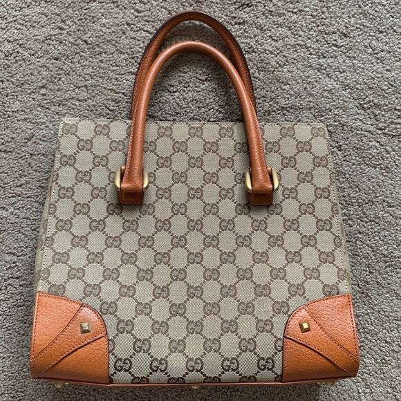 G1071 Gucci monogram canvas and brown leather tote bag - Picture 2 of 6